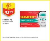 Sudafed - - Pe Sinus + Pain Relief 24 Tablets offers at $12.99 in Chemist Outlet