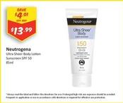 Neutrogena - Ultra Sheer Body Lotion Sunscreen Spf 50 85ml offers at $13.99 in Chemist Outlet