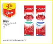 Colgate - Optic White Selected Toothpaste 85g offers at $7.99 in Chemist Outlet