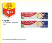 Colgate - Total Selected Toothpaste 115g offers at $3.49 in Chemist Outlet