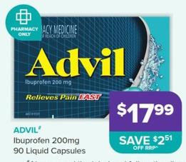 Advil - Ibuprofen 200mg 90 Liquid Capsules offers at $17.99 in Ramsay Pharmacy