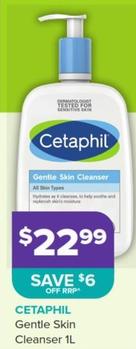 Cetaphil - Gentle Skin Cleanser 1l offers at $22.99 in Ramsay Pharmacy