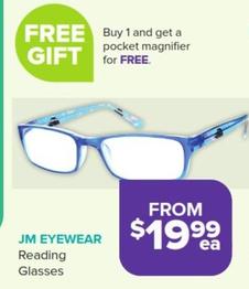 Jm Eyewear - Reading Glasses offers at $19.99 in Ramsay Pharmacy
