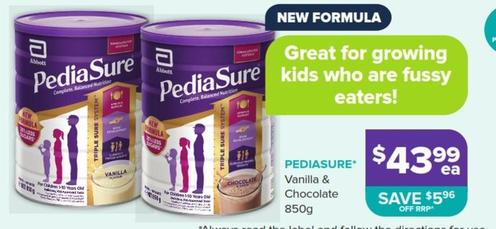Pediasure - Vanilla & Chocolate 850g offers at $43.99 in Malouf Pharmacies