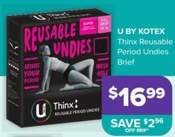 U By Kotex - Thinx Reusable Period Undies Brief offers at $16.99 in Malouf Pharmacies