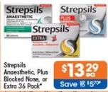 Strepsils - Anaesthetic, Plus Blocked Nose, Or Extra 36 Pack offers at $13.29 in Good Price Pharmacy