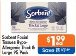 Sorbent - Facial Tissues Hypo-allergenic Thick & Large 95 Pack offers at $1.99 in Good Price Pharmacy