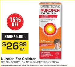 Nurofen - 5-12 Years Strawberry 200ml offers at $26.99 in Pharmacy Direct
