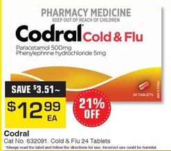 Codral - Cold & Flu 24 Tablets offers at $12.99 in Pharmacy Direct