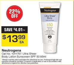 Neutrogena - Ultra Sheer Body Body Lotion Sunscreen Spf 50 85ml offers at $13.99 in Pharmacy Direct