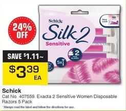 Schick - Exacta 2 Sensitive Women Disposable Razors 5 Pack offers at $3.39 in Pharmacy Direct