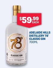 Adelaide Hills - Distillery 78° Classic Gin 700ml offers at $59.99 in SipnSave