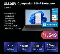 Leader - Companion 600-p Notebook offers at $1549 in Leader Computers