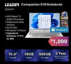 Leader - Companion 519 Notebook offers at $1099 in Leader Computers