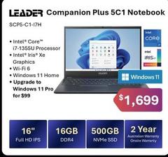 Leader - Companion Plus 5c1 Notebook offers at $1699 in Leader Computers