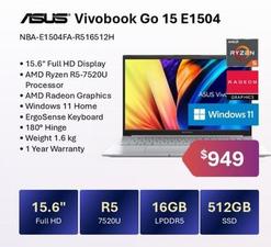 Asus - Vivobook Go 15 E1504 offers at $949 in Leader Computers