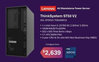 Lenovo - Thinksystem St50 V2 offers at $2639 in Leader Computers
