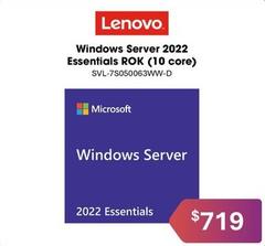 Lenovo - Windows Server 2022 Essentials Rok (10 Core) offers at $719 in Leader Computers