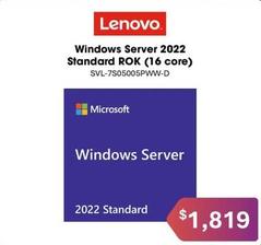 Lenovo - Windows Server 2022 Standard Rok (16 Core) offers at $1819 in Leader Computers