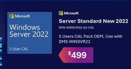 Microsoft - Server Standard New 2022 offers at $499 in Leader Computers
