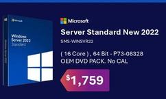 Microsoft - Server Standard New 2022 offers at $1759 in Leader Computers