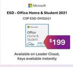 Microsoft - Esd - Office Home & Student 2021 offers at $199 in Leader Computers