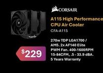 Corsair - A115 High Performance Cpu Air Cooler offers at $229 in Leader Computers