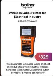 Brother At Your Side - Wireless Label Printer For Electrical Industry offers at $329 in Leader Computers
