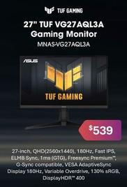 Asus - 27" Tuf Vg27aql3a Gaming Monitor offers at $539 in Leader Computers