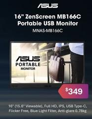 Asus - 16" Zenscreen Mb166c Portable Usb Monitor offers at $349 in Leader Computers