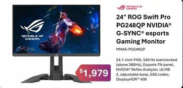 24" Rog Swift Pro Pg248qp Nvidia $1,979 G-sync Esports Gaming Monitor offers at $1979 in Leader Computers