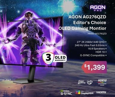 Agon - Ag276qzd Editor's Choice Oled Gaming Montior offers at $1399 in Leader Computers