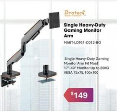 Brateck - Single Heavy-duty Gaming Monitor Arm offers at $149 in Leader Computers