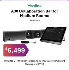Yealink - A30 Collaboration Bar For Medium Rooms offers at $6499 in Leader Computers