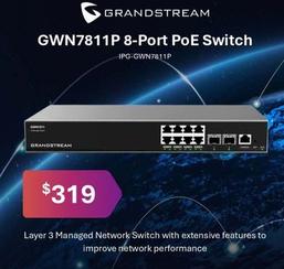 Grandstream - Gwn7811p 8-port Poe Switch offers at $319 in Leader Computers