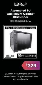 Leader - Assembled 9u Wall Mount Cabinet Glass Door offers at $329 in Leader Computers