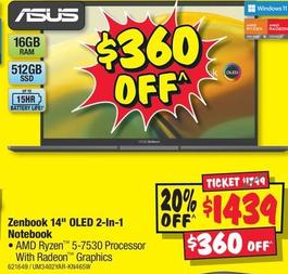 Asus - Zenbook 14" Oled 2-in-1 Notebook offers at $1439 in JB Hi Fi