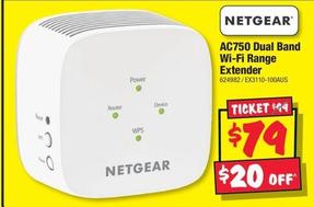 Netgear - Ac750 Dual Band Wi-fi Range Extender offers at $79 in JB Hi Fi