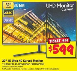 Samsung - 32" 4k Ultra Hd Curved Monitor offers at $599 in JB Hi Fi