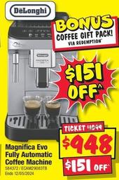 Evo - Magnifica Fully Automatic Coffee Machine offers at $948 in JB Hi Fi