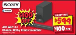 Sony - 400 Watt 3.1 Channel Dolby Atmos Soundbar offers at $599 in JB Hi Fi