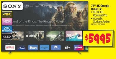 Sony - 77" 4k Google Oled Tv offers at $5995 in JB Hi Fi