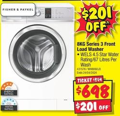 Fisher & Paykel - 8kg Series 3 Front Load Washer offers at $698 in JB Hi Fi