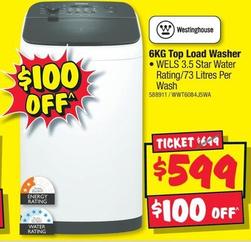 Westinghouse - - 6kg Top Load Washer offers at $599 in JB Hi Fi