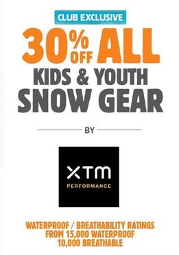 30% off All Kids & Youth Snow Gear by XTM offers in Anaconda