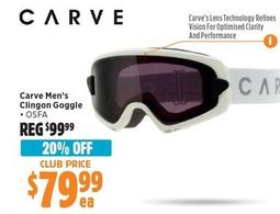 Carve - Men’s Clingon Goggle offers at $79.99 in Anaconda