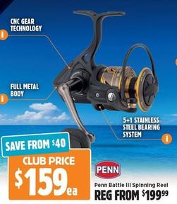 Penn - Battle III Spinning Reel offers at $159 in Anaconda