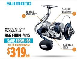 Shimano - Saragosa SWG Spin Reel offers at $319 in Anaconda