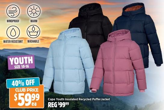 Cape - Youth Insulated Recycled Puffer Jacket offers at $59.99 in Anaconda