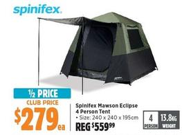 Spinifex - Mawson Eclipse 4 Person Tent offers at $279 in Anaconda